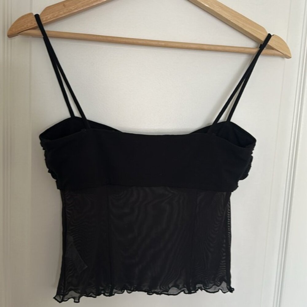 NEW Reformation Milly Knit Sheer Top in Black | size XS - Picture 7 of 9
